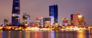 Saigon at twilight by motorbike